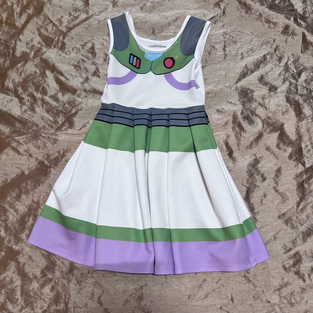 Disney Pixar Buzz Lightyear A-Line Dress Girl Size Medium 7/8 Sleeveless Dress g